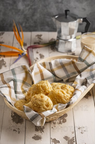 High angle traditional food basket