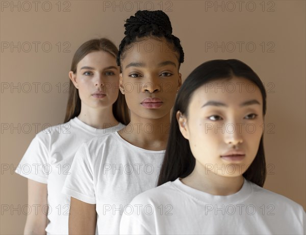 Multicultural women posing