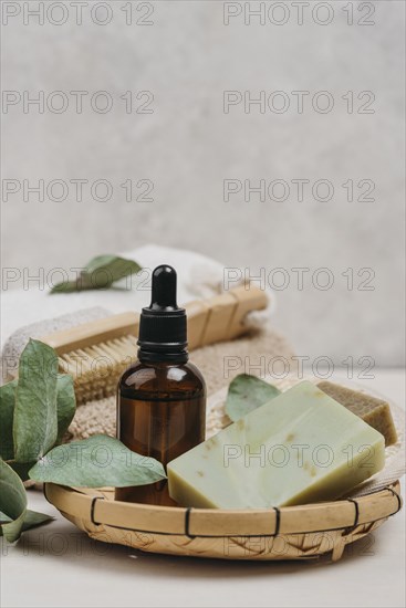 Organic body oil copy space background