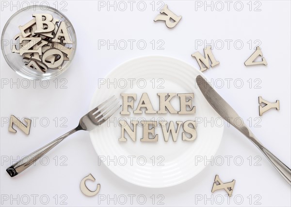 Plate with with fake news