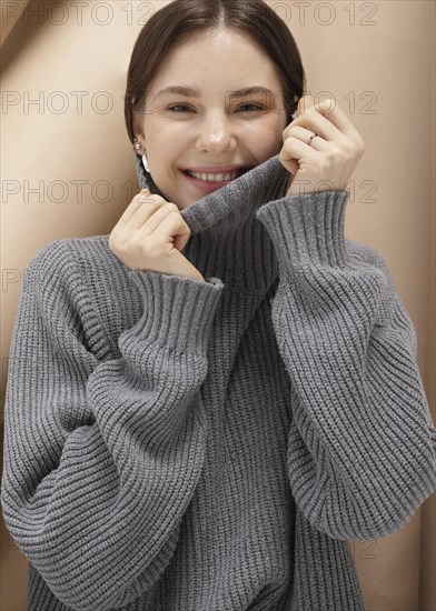 Portrait beautiful young female smiling