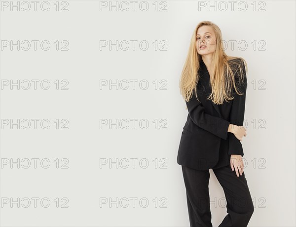 Portrait beautiful young female wearing formal suit 8