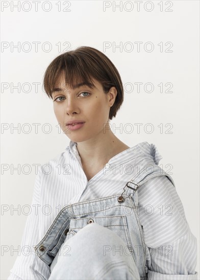 Portrait beautiful young female wearing jumpsuit 5