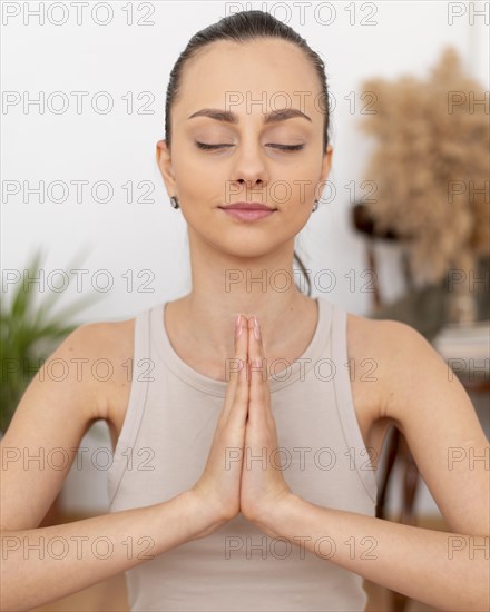 Portrait woman meditating