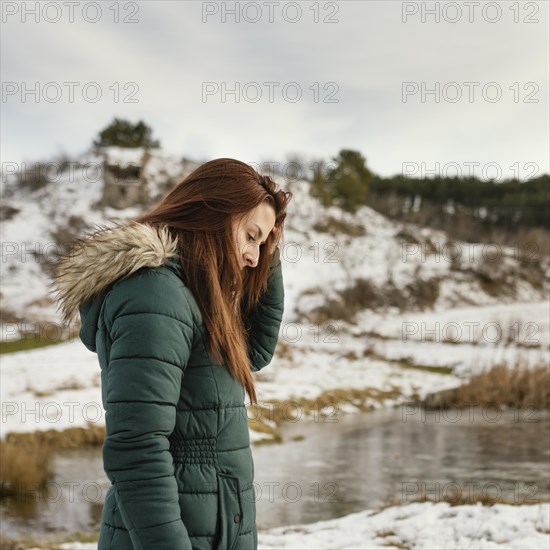 Side view young woman nature 2