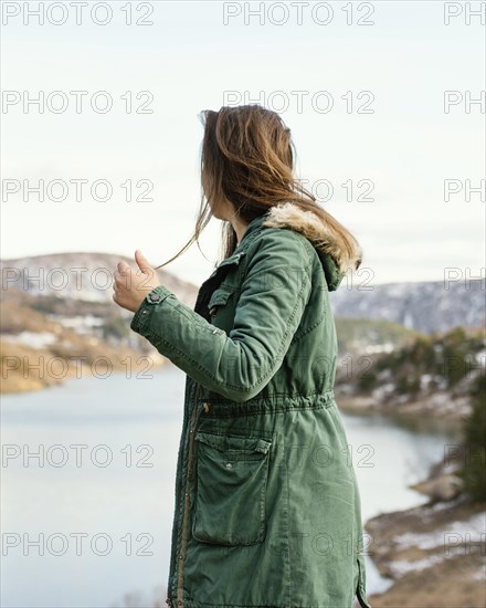 Side view young woman nature 4