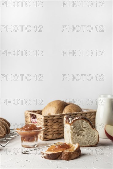 Slices sweet bread with jam