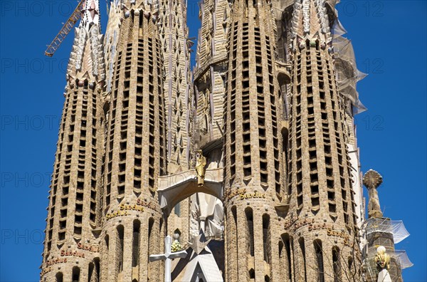 Close-up of spires of Sagrada Familia