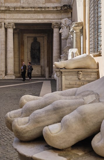 Foot of the colossal statue of Emperor Constantine in the Palace of the Conservators