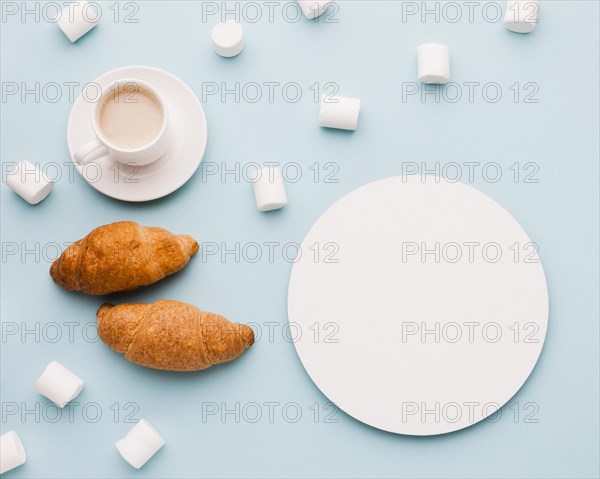 Marshmallow with croissants coffee breakfast