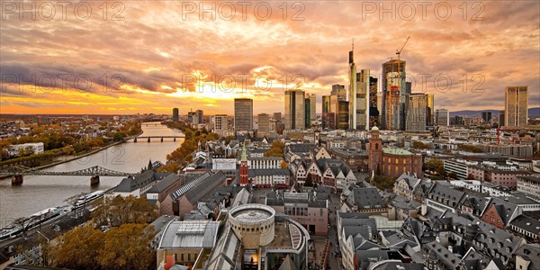 View of the Main and the banking district at sunset