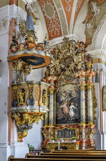 Pulpit and side altar