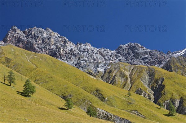 View over the mountain Piz Fier in Val Trupchun