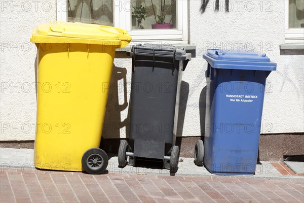 Colourful various recycling bins and waste bins