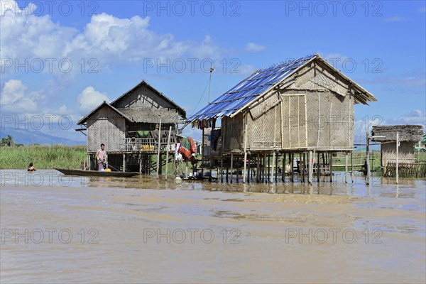 Reed huts on Inle Lake