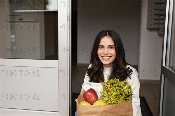 Woman with food package