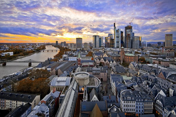 View of the Main and the banking district at sunset