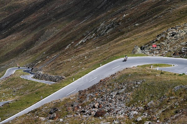 Racing cyclists on the Timmelsjoch High Alpine Road between Austria and Italy