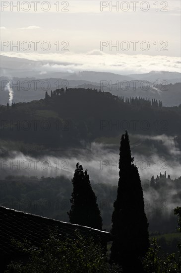 Morning fog around San Gimignano