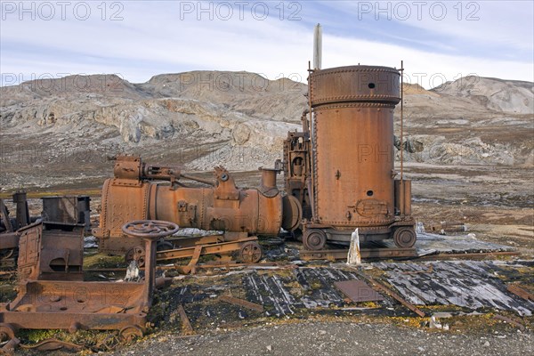 Steam engine at abandoned marble quarry Camp Mansfield