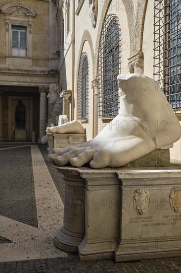 Foot of the colossal statue of Emperor Constantine in the Palace of the Conservators