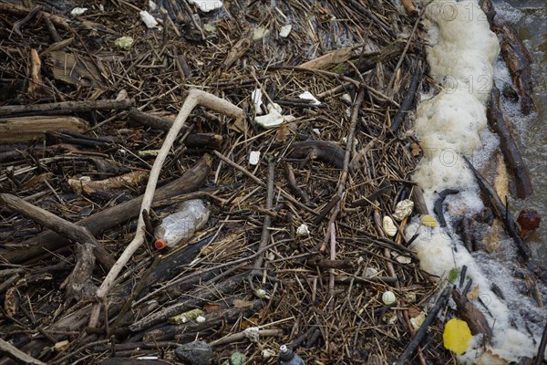 Floating debris washed up in the Kocher