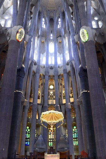 Interior of the Sagrada Familia or Basilica i Temple Expiatori de la Sagrada Familia