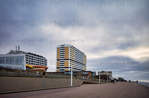 View from the promenade of high-rise building with holiday flats