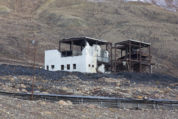 Derelict mining buildings at Pyramiden