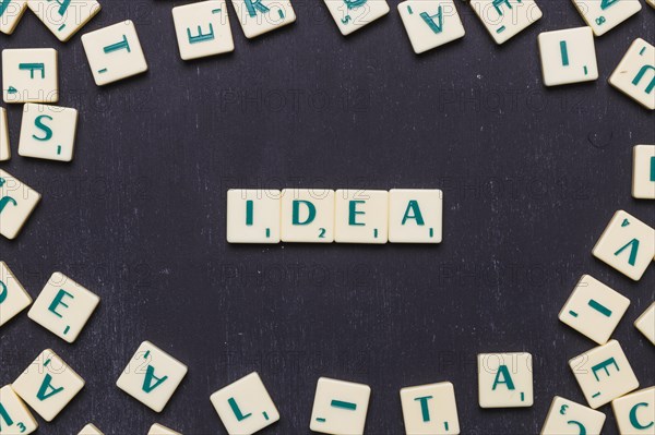 Idea word arranged with scrabble letters