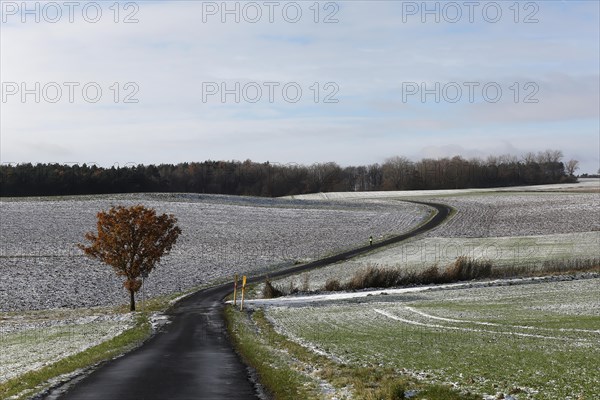 A beautiful view of Franconian landscape on a winter's day. Rohrbach