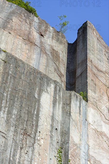 Abandoned red marble quarry Carriere de Beauchateau at Senzeilles