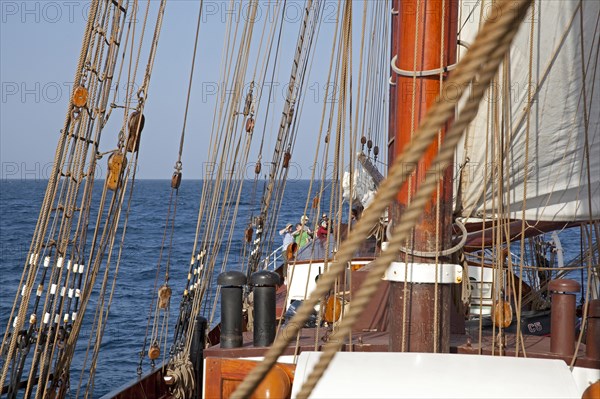 Cordage and rigging on board of the Oosterschelde