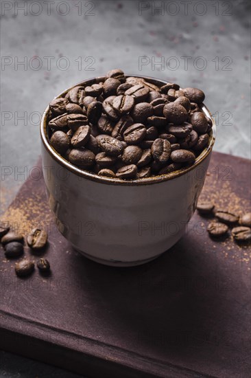 High angle coffee beans cup