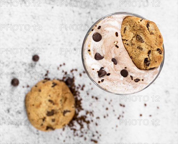 Top view chocolate milkshake