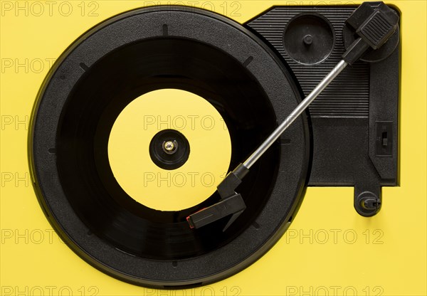 Top view vinyl yellow background