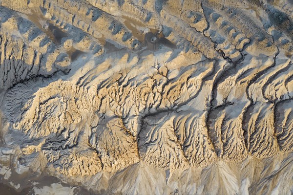 Aerial view over exploited and devastated landscape of the Nochten opencast pit