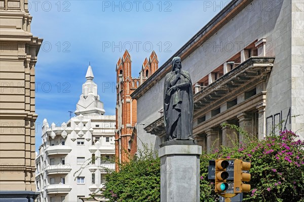 Statue of Dante Alighieri on the Pasaje Emilio Frugoni in the capital city Montevideo