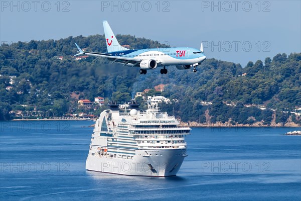 A Boeing 737 MAX 8 aircraft of TUI Airlines Nederland with the registration PH-TFN at Skiathos Airport