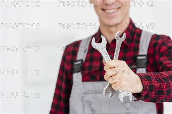 Close up mechanic man