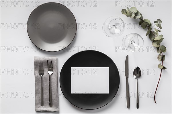 Table assortment with plant top view