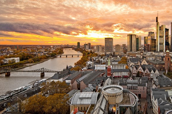 View of the Main and the banking district at sunset