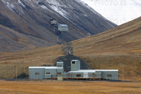 Old coal mine at Adventdalen in summer