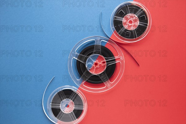Movie reels bicolored background with copy space