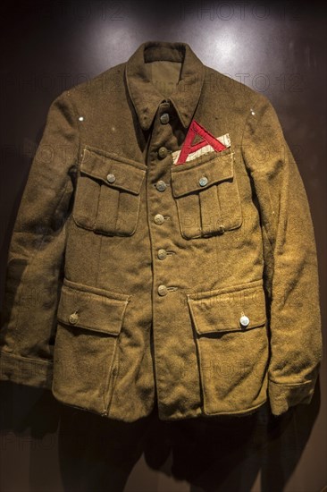 Belgian uniform with red A emblem of Second World War Two concentration camp prisoner