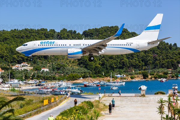 A Boeing 737-800 aircraft of Enter Air with the registration SP-ENN at Skiathos Airport