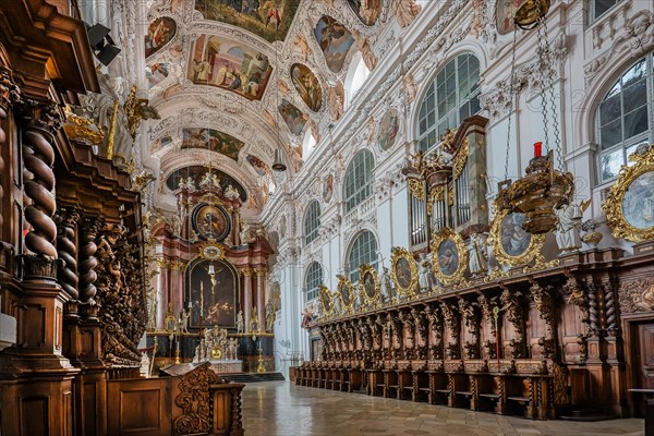 Altar and choir stalls inside the baroque collegiate basilica