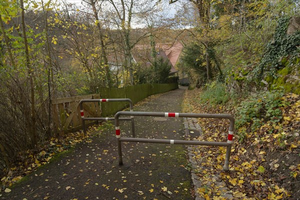 Push barrier slows the speed of bicycles on a footpath