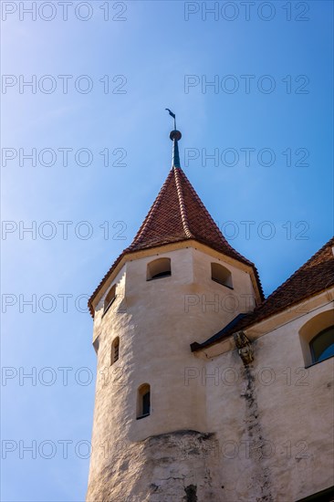 City of Thun with Castle Tower in a Sunny Day in Bernese Oberland