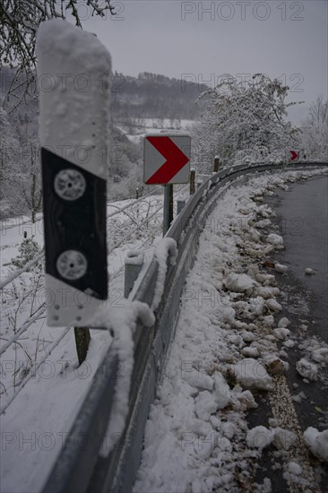 Onset of winter in the Swabian-Franconian Forest nature park Park